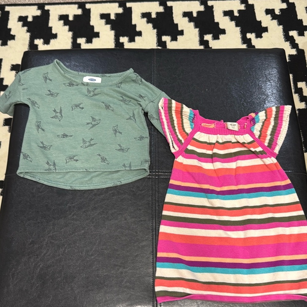 Old Navy bundle 12-18 months - Sweater Dress and Bird Print Top